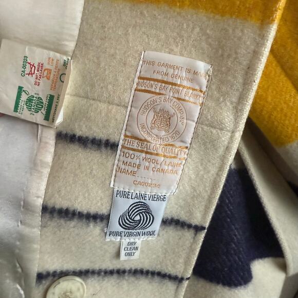 PENDLETON x HUDSON'S BAY | Vintage Wool Coat Jacket Red Yellow Navy Green | XL - Picture 8 of 10